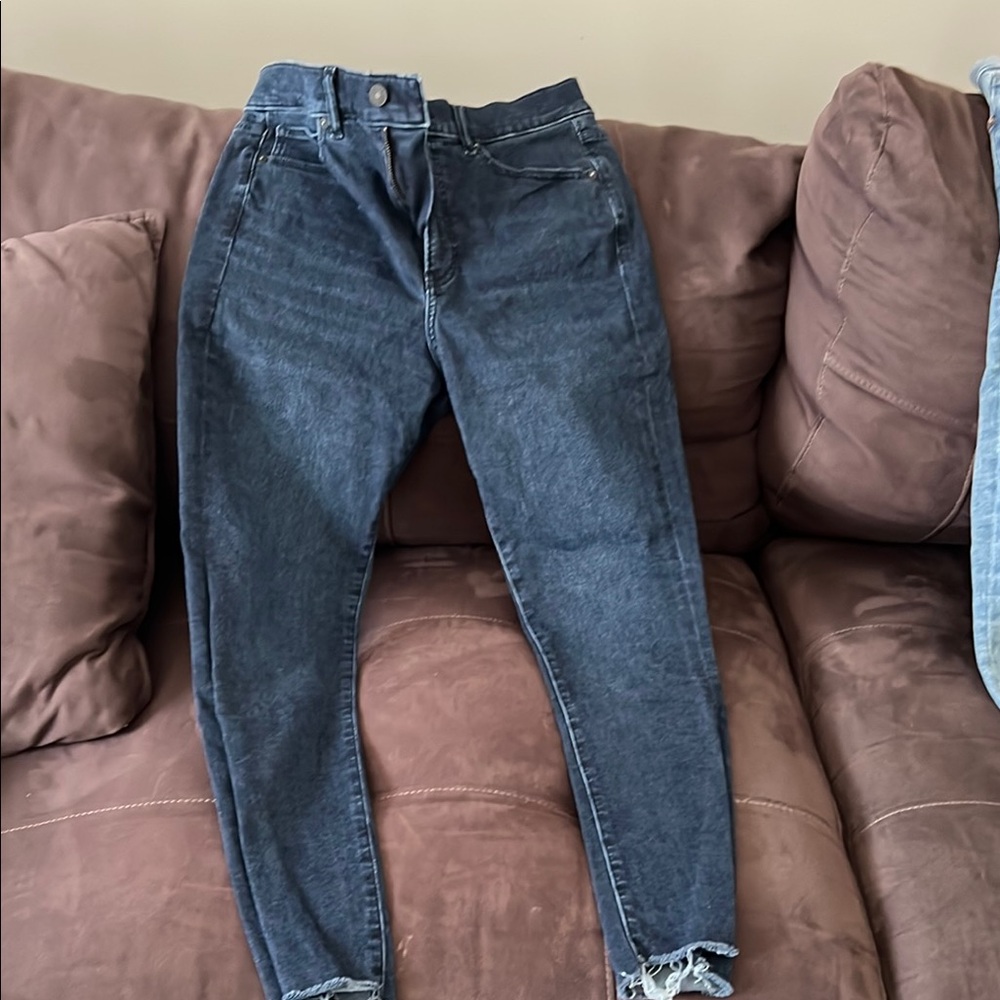 Express Blue Skinny Jeans High-Waisted Tapered